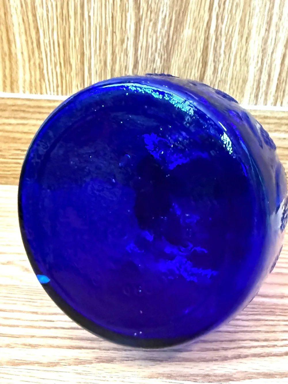 Vintage Italian Cobalt Blue Glass Canister, Embossed Grapevine Jar, Swing lid